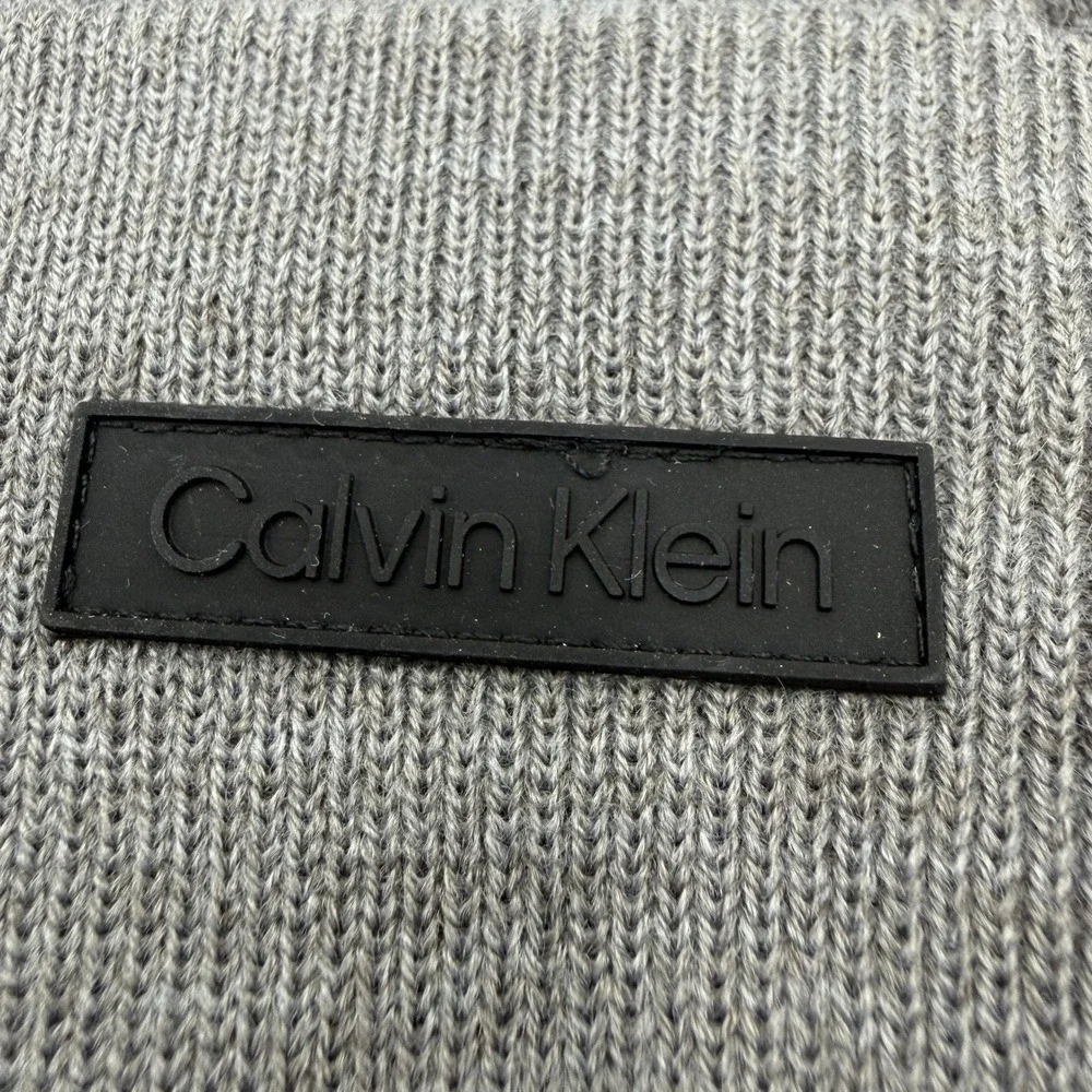 Calvin Klein Mens Grey Knit Beanie Hat and Scarf Gift Set CKMC548806C-032